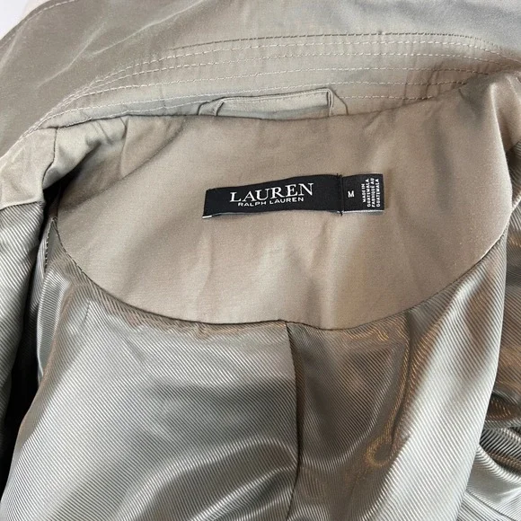 Lauren Ralph Lauren Belted Trench Coat Olive Fern Green Medium Chic Preppy NWT - Picture 12 of 15